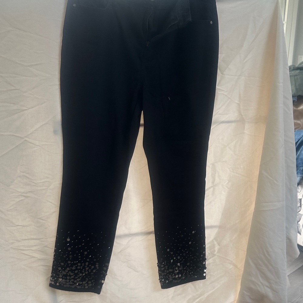 Chico's Black Ankle Jeans with Silver Accents